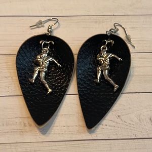 Black Football 🏈 Charm Teardrop Handcrafted Earrings